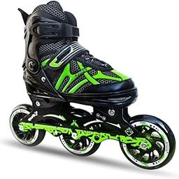 NestPlay Inline Skates Size Adjustable All Pure PU Strong Wheels Aluminium with LED Flash Light on Wheels, Skating Boy Age Group 6-16 Years Big Size (3 Wheel Skating,Green Color)-picture-24