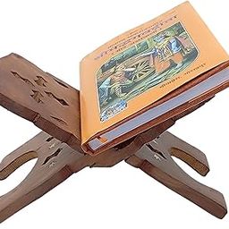 Shri Shri Handicraft Geeta Stand Wooden Handmade Wooden Book Stand | bhagwat Geeta Stand | ramayan Stand Pooja Stand Book Stand Original Book with bhagwat Geeta Book Stand (10 INCH)-image-39