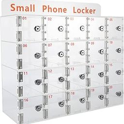 FireLeaves Cell Phone Storage Locker,20-Grid Wall-Mounted Acrylic Cell Phones Storage Cabinet Storage Locker Box with Door Locks and Keys for Classroom Office,School,Office-picture-18