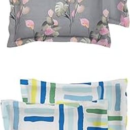 VAS COLLECTIONS® 105 TC Premium Cotton King Size Printed Design Pillow Cover - 20"x30" Inches, Set of 4 Pieces, Multicoloured,-15