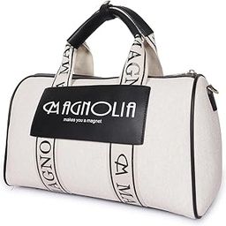 Canvas Duffle Handbag for Women - Leather Accents, Spacious Perfect for Office Travel Duffel Bag for Women Outdoor Weekend Shoulder Bag-image-66