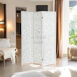 KK Brothers Mart Wooden Room Partition for Living Room | Wooden Screen Separator | Wooden Room Wall Divider | Wooden Hall Partition Furniture for | Bedroom | Office | Restaurant White Color-image-70