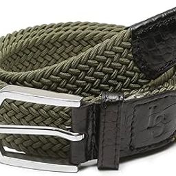 Men's Braided Elastic Stretch Belt with Leather Tipped End Stretchable Canvas Waist Band for Men Women Boys Girls Unisex (Width 3 cm) (BE-EL)-image-77