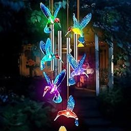 TAIGA Hummingbird Solar Power Wind Chimes with Pipes for Balcony & Outdoor Home Decoration | Color Changing Hanging LED Lights | Gift Item | Positive Energy Creator in Garden-picture-10