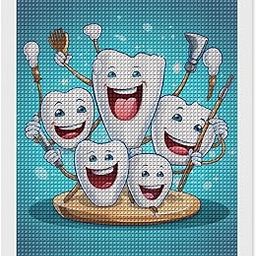 Teeth Dentist Dentistry Dental Square Diamond Painting Kits Full Drill Wall Art Decoration Gifts for Home Living Room Office-image-46