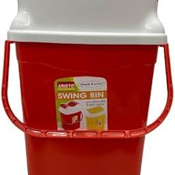 ARISTO Utility Plastic Swing Lid Dustbin 28 LTR (Red)-image-3