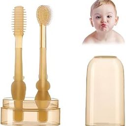 Baby Oral Cleaning Brush 2 In 1 Toothbrush Tongue Brush Bpa Free Soft Silicone Bristle Oral Care Toothbrush For Baby 6 Month To 24 Months,With Storage Box Manual Baby Multicolor-picture-11