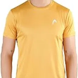 head Men's Regular Fit Sports Tshirt (HCD-389_Golden/Yellow XL)-picture-26