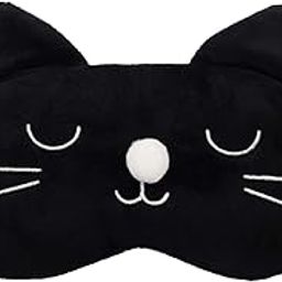 Jenna™ Cute Fur Sleeping Eye Shade Mask Cover for Insomnia, Meditation, Puffy Eyes and Dark Circles Cat Black-picture-16