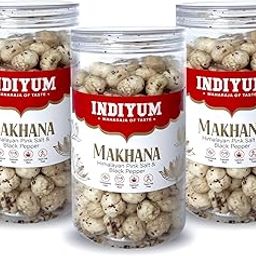 Indiyum Roasted Makhana Himalyan Pink Salt & Black Pepper Foxnut Snacks Jar 90g Pack Of 3-image-45
