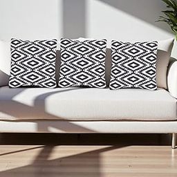 Kalaa By N® Cushion Covers | 16x16 Cotton Decorative Throw Pillows | Black & White Tribal Geometric Print | Boho Bhoto Style for Sofa, Chair, Living Room & Bedroom Decor (Set of 5)-image-43