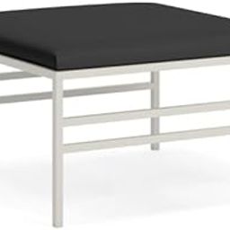 64910 Large Vanity Stool/Bench, Cushion Vanity Chair, Dressing Makup Stool Bench, Vanity Seat for Bedroom, Living Room, Bathroom Ottoman - Grey Frame with Black Cushion-image-13