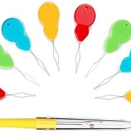 Jasol 6 Pieces Gourd Shaped Plastic Needle Threaders, Plastic Wire Loop DIY Needle Threader Hand Machine Sewing Tool with Seam Ripper for Sewing Crafting, 4 Colors Random-picture-28