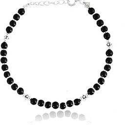 Sterling Silver 925 Nazariya Bracelet with Black Beads | Stylish Accessory for Women and Girls | Ideal Special Occasions (7 inch + Extension)-37