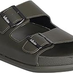 Men's Olive Green Double Buckle Slide Sandals-image-5