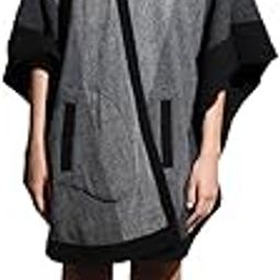 Women Blizzard Stone Herringbone Cape (Black/Grey_Free Size)-image-15