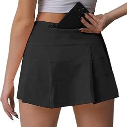 High Waisted Pleated Tennis Skirt with Pockets Athletic Golf Skorts for Women Casual Workout Built-in Shorts-image-74