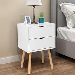 JAL HANDICRAFTS Accent Buffet Cabinet for Kitchen, Dining Room, Living Room, and Hallway, Natural Wood Sideboard Furniture with Two Drawers and Wood Legs, Bedside Table, (White)-10