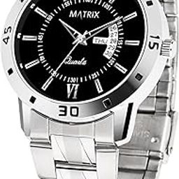 Antique Day & Date Leather Strap Analog Silicone Watch For Men & Boys - Black-image-26