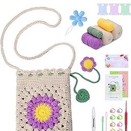 NHCDFA Crochet Set, Crochet kit, Crochet Set for Beginners Crochet Phone Sling Bag Material Kit with Yarn Crochet Needles Tools Accessories Tutorial Video DIY Gift-image-84