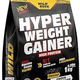 WILD BUCK Hyper Weight Gainer,High Protein Muscle Mass & Weight Gainer With L-Glutamine|Muscle Builder Weight Gainer Protein Powder [Choco Latte Shake,1 Kg / 2.2 Lb],1 count,25 servings-image-27