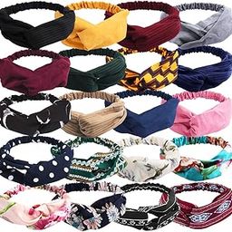 Headbands for Women, 20 Pieces Knot Headbands for Women, Boho Red Yellow Black Headbands, Hair Wraps Headbands, Cloth Headbands for Women Girls-image-3