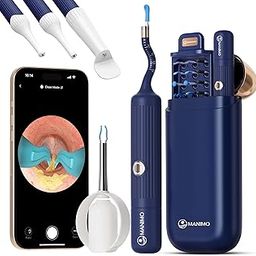 Manimo Visual Ear Cleaner with ENT Kit Plus Ear Wax Removal Tool Camera, Otoscope Ear Cleaner with Flexible Wireless Ear Camera, Painless Visual Ear Pick Tweezers Wax Remover, Portable Ear Cleaning Kit for Adults Elders Kids, Blue Color-image-6