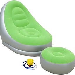 Velura Inflatable Lounge Chair with Foot Stool Lazy Sofa for Camping Travel Outdoor Green-image-52
