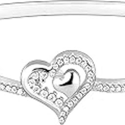 925 Silver Heart in Love Bangle Bracelet, Adjustable | Gifts for Women and Girls | With Certificate of Authenticity and 925 Stamp | 6 Months Warranty*-image-66