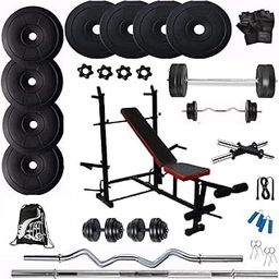 Bodyfit Fitness Gym Set for Home with 8in1 Gym Bench Press for Home, (16kg-100kg) Weight Plates, Home Workout & Fitness Dumbbell Equipment. (16Kg Weight Set)-10