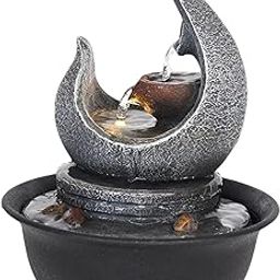 MERISHOPP Desktop Water Fountain Tabletop Fountains Waterfall LED Light for Decoration|Home & Garden|Home D?©cor|Indoor Fountains-image-26