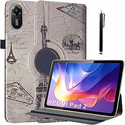 ProElite Cover for Xiaomi Redmi Pad 2 11 inch Case Cover, 360 Rotatable Smart Flip Case Cover for Xiaomi Redmi Pad 2 11 inch Tablet with Stylus Pen, Eiffel-22