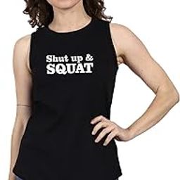 Shut Up and Squat Printed Tank Tops for Women and Girls | Sleeveless Tshirts | Gym Wear | Fitness and Workout T-Shirts | Cotton | Stylish | Quote Gym Wear-image-10
