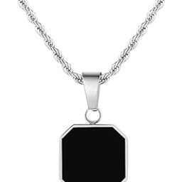 ENZAMOL Black Necklace Chain for Man Silver Chain for Men Necklace Mens Accessories for Man Chain for Boys Locket Accessories for Man Chains Locket for Men Jewelry Loket for Any Festival & Occasion-image-92