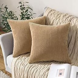 Guffaw/ Corduroy/Stripped/Luxury Cushion Covers Standard Size 18"X18" INCHES (Light Brown) (2) (2)-image-53