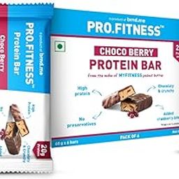 PRO.FITNESS Choco Berry Protein Bars | 20g Protein | No Added Sugar, No Preservatives, No Trans Fat | Healthy & Tasty Protein Bars | Pre-Post Workout Snack | Protein Chocolate Bars (60g x Pack of 6)-image-95