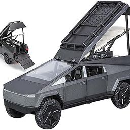 Toyshine 1:24 Scale Die Cast Cybartruck Camping RV Car with Music and Lights Along with Pull Back Function, Opening Doors and Back Feature for Kids Boy Girl 3+ (Black)-image-51