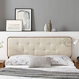 46Treeform Solid Mango Wood Headboard � Collins Tufted Queen Fabric and Wood Headboard, Walnut Beige-image-94