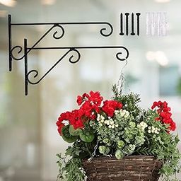ETHEREON EMPORIA 2 Pack Metal Wall Hook Hanging Plant Bracket | Decorative Straight Plant Hanger for Pots, Bird Feeders, Planters, Lanterns, Cotton, Wind Chimes Indoor Outdoor, Black (Pack of 2)-image-101