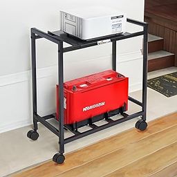 WINSTAR 2-Tier UPS Stand for Home and Office | Metal Inverter Trolley with Wheels | Battery Stand for Inverter with Shelf | Black, 2 Shelf (Single Battery Stand)-picture-25