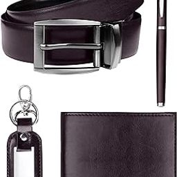 The Wallet Store Wallet Belt & Keychain with Pen Gift Set for Men | Vegan Leather | with Name | Best Gift for Boyfriend, Brother, Husband, Father (Wallet, Belt, Pen & Keychain, Brown)-picture-13