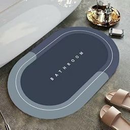 BRINKL Quick-Dry Anti-Slip Bathroom Mat | Non-Slip Home Print Bathroom Mat | Water-Absorbing Rubber Doormat, for Home, Kitchen, Washroom, Office(40 X 60 Cm)(Multi Color) (Pack of 2)-23