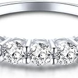 92.5 Sterling Silver Eternity Silver Ring, Half Pave Band Ring, Elegant Whites Collection, Gift for Women, BIS Hallmarked-image-20