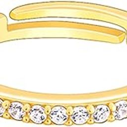 925 Silver Golden Minimal Zirconia Ring, Adjustable| Gifts for Women and Girls | With Certificate of Authenticity and 925 Stamp | 6 Months Warranty*-image-28
