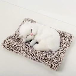 SUPER TOY Cute Sleeping Cat Plush Toy with Meow Sound, Gift for Kids Car Dashboard Accessories (White)-19