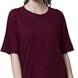 Women's Pure Cotton Casual Oversized Round Neck Drop Shoulder Tshirt-image-56