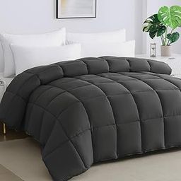 Soft Oversized King Comforter 120"x98", Extra Large Lightweight Quilted Down Alternative Comforter Duvet Insert, 8 Corner Tabs for All Season, Fluffy Breathable Microfiber Comforter(Grey, Super King)-17