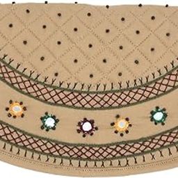 Womens Handcrafted Embroidered Clutch Bag Purse Wallet for Bridal, Casual, Party, Wedding (8.5 inch Mirror Beads and Thread Work Beige, Cream)-image-25