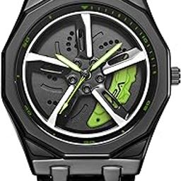 Vortex Men's Spinning Car Wheels Watch for Men– Octagonal Alloy Case with Stainless Steel Band | Analog Timepiece | Bold Sports Watch for Car Enthusiasts-image-93