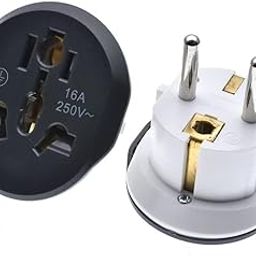 Universal EU to US Travel Power Adapter, 16A 250V, White and Black-24